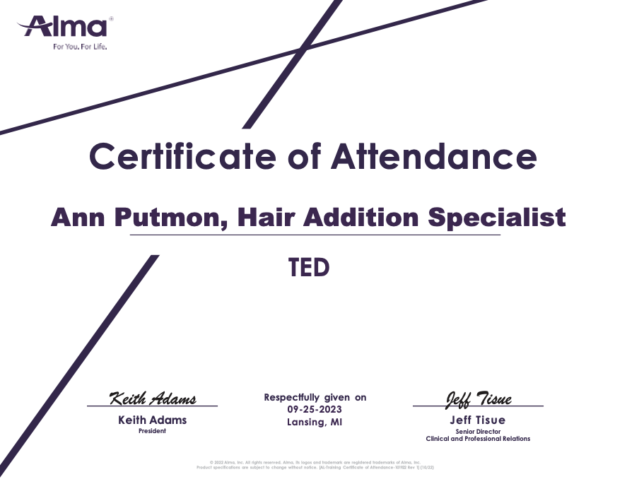Ann Putman - Alma TED Certificate